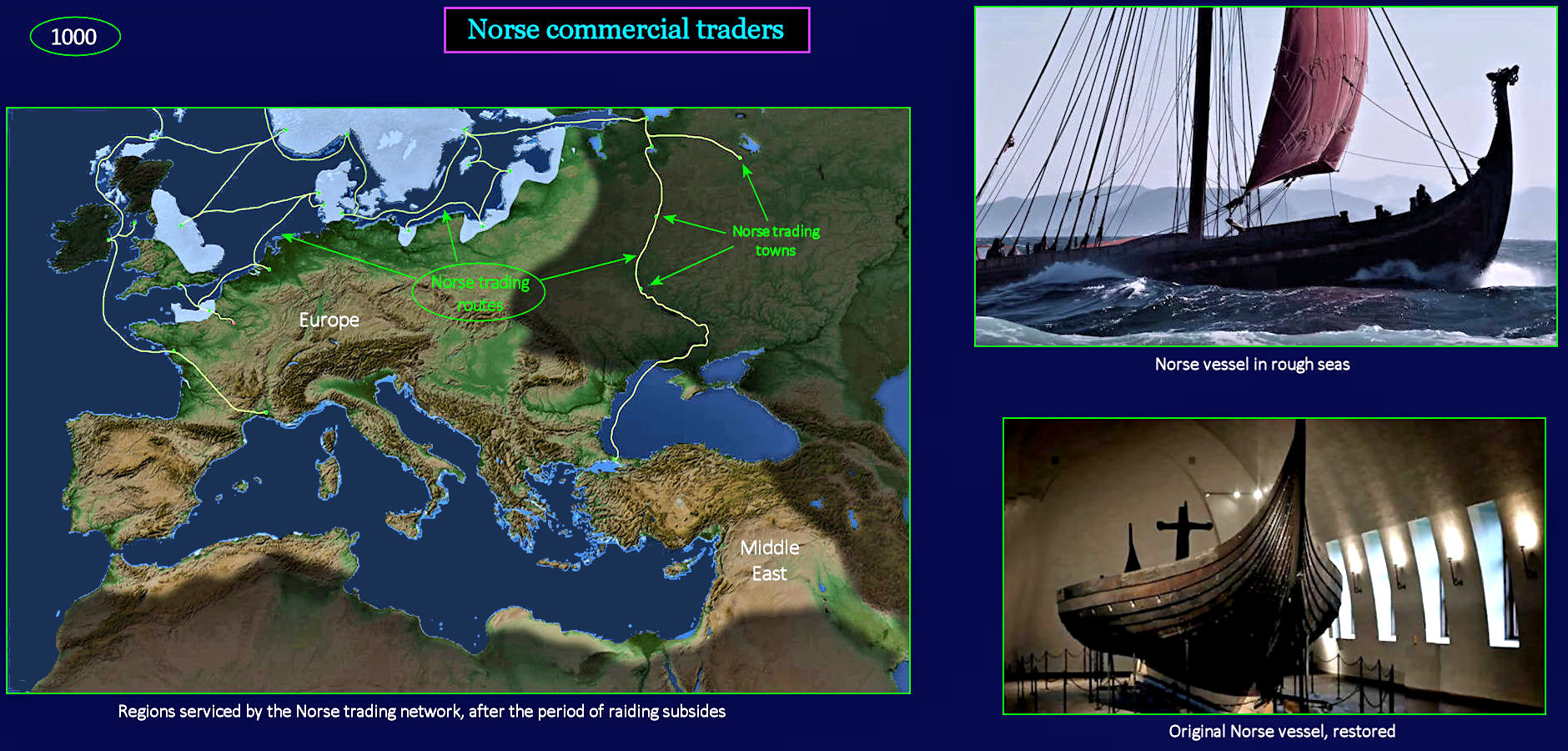 Norse trade routes, 1000 AD map
